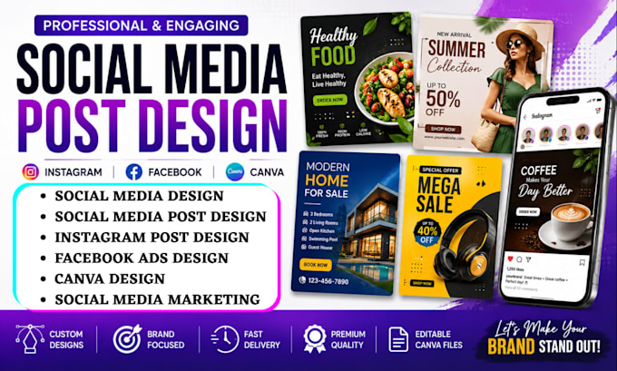 Design social media posts instagram posts facebook ads canva content by ...