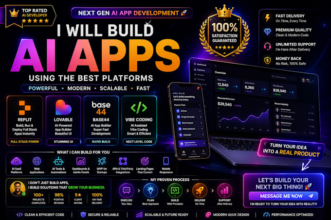 build ai apps with replit, lovable, base44, and vibe coding