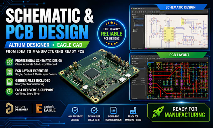 professional schematic and pcb layout in altium or eagle