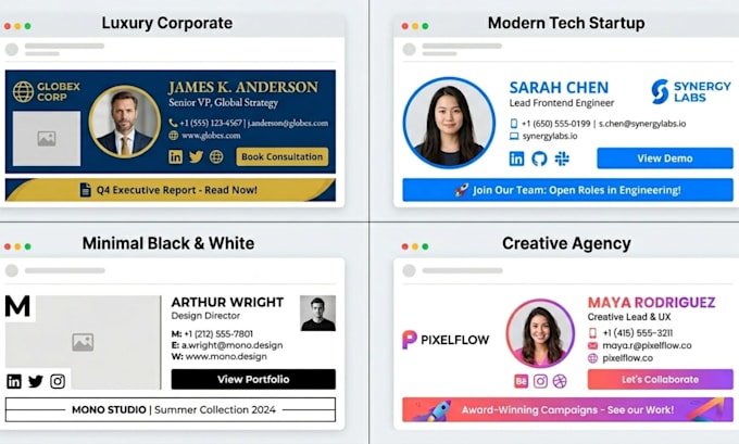 create responsive clickable HTML email signature and install it on gmail outlook