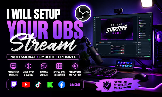 setup professional obs studio for twitch, tiktok and youtube streaming