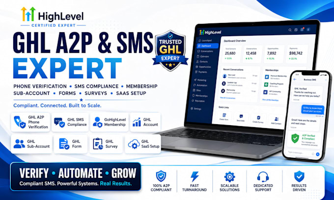 setup ghl a2p phone verification, SMS compliance, saas setup, forms survey