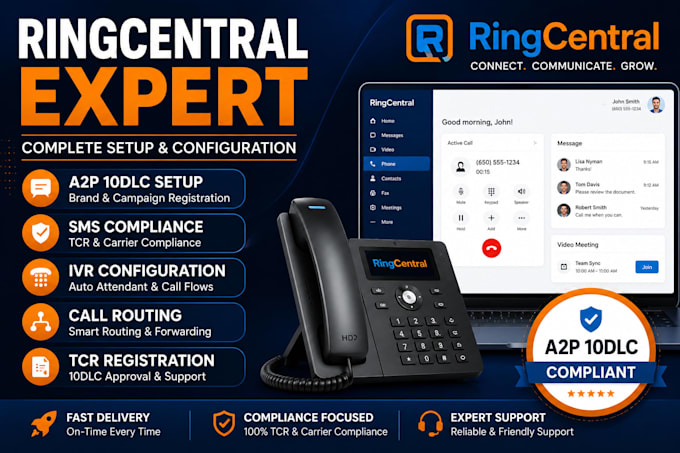 setup ringcentral phone system, SMS configuration and a2p 10dlc complianc