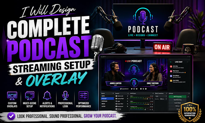 design professional obs stream overlays for podcasts and livestreams