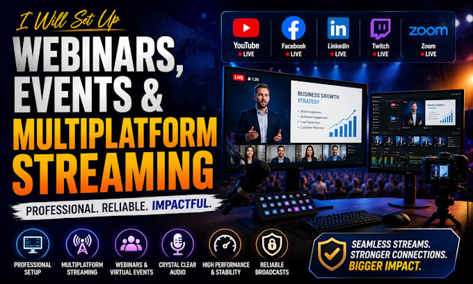 set up professional webinar, event and multiplatform live streaming systems