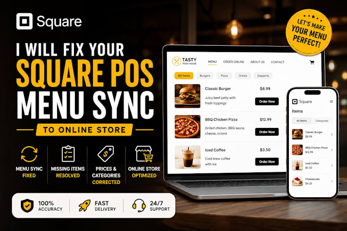 fix square pos menu sync, online store items, categories, modifiers