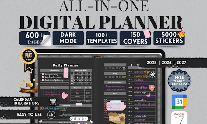 create etsy digital planner 2026 printable planner hyperlinked, editable planner