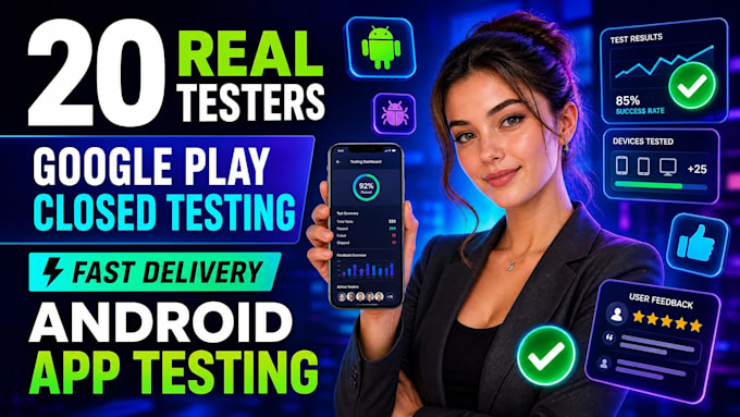 provide 20 real testers for google play closed testing and app testing