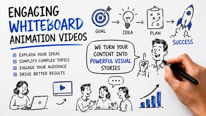 create whiteboard animation, eleaning animated course for corporate training