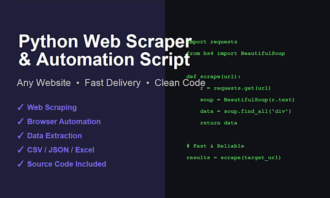build a python web scraper or automation script for any website