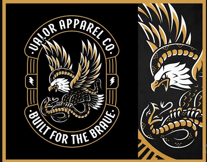 design retro eagle snake badge logo design