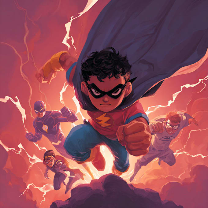 illustrate a superhero comic cover art