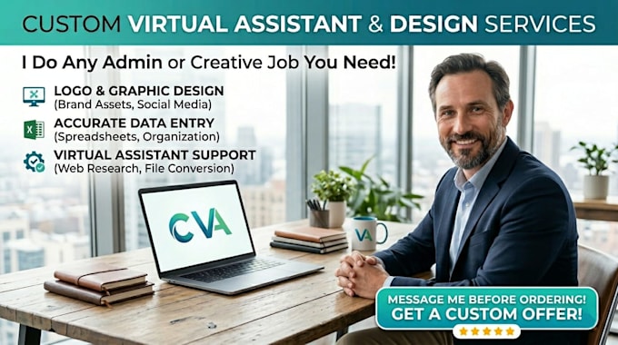 provide professional virtual assistant, logo design, and data entry services