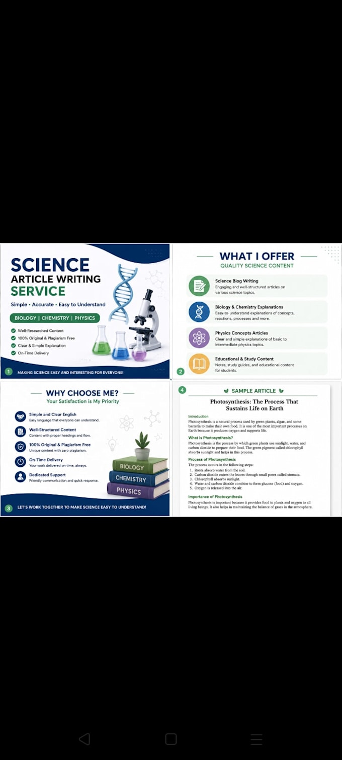 write simple science biology and chemistry articles
