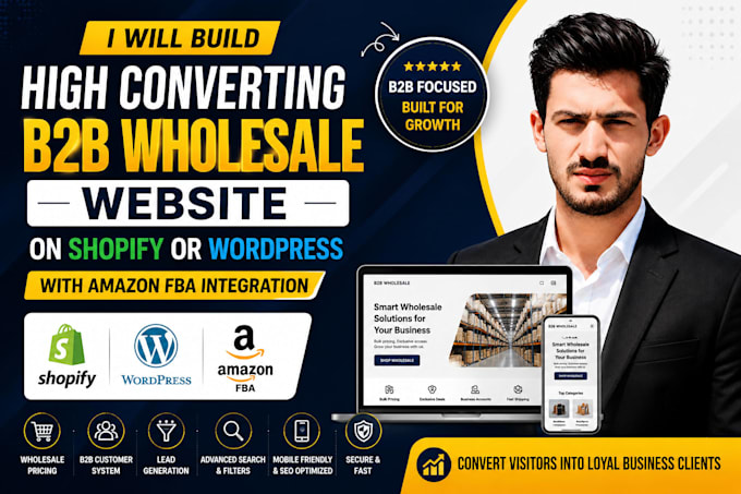 build high converting b2b wholesale website on shopify or wordpress with amazon