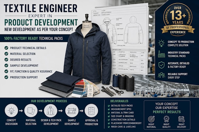 create factory ready tech packs and textile product development