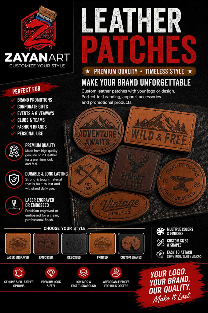 do custom leather patches proof physical samples
