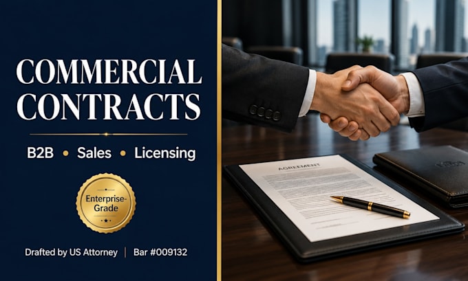draft legally binding commercial contracts for b2b transactions as US attorney