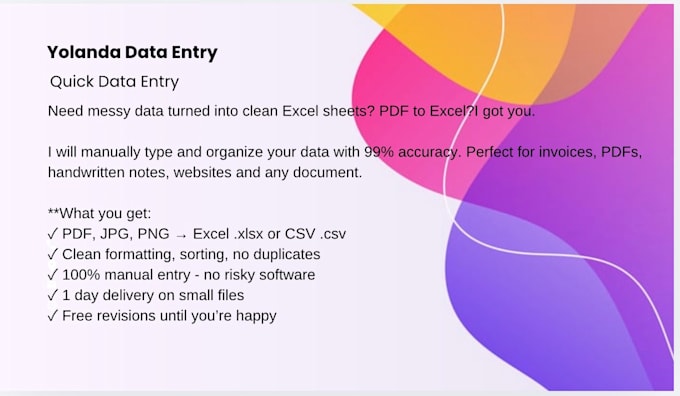 do fast accurate data entry excel typing and pdf to excel