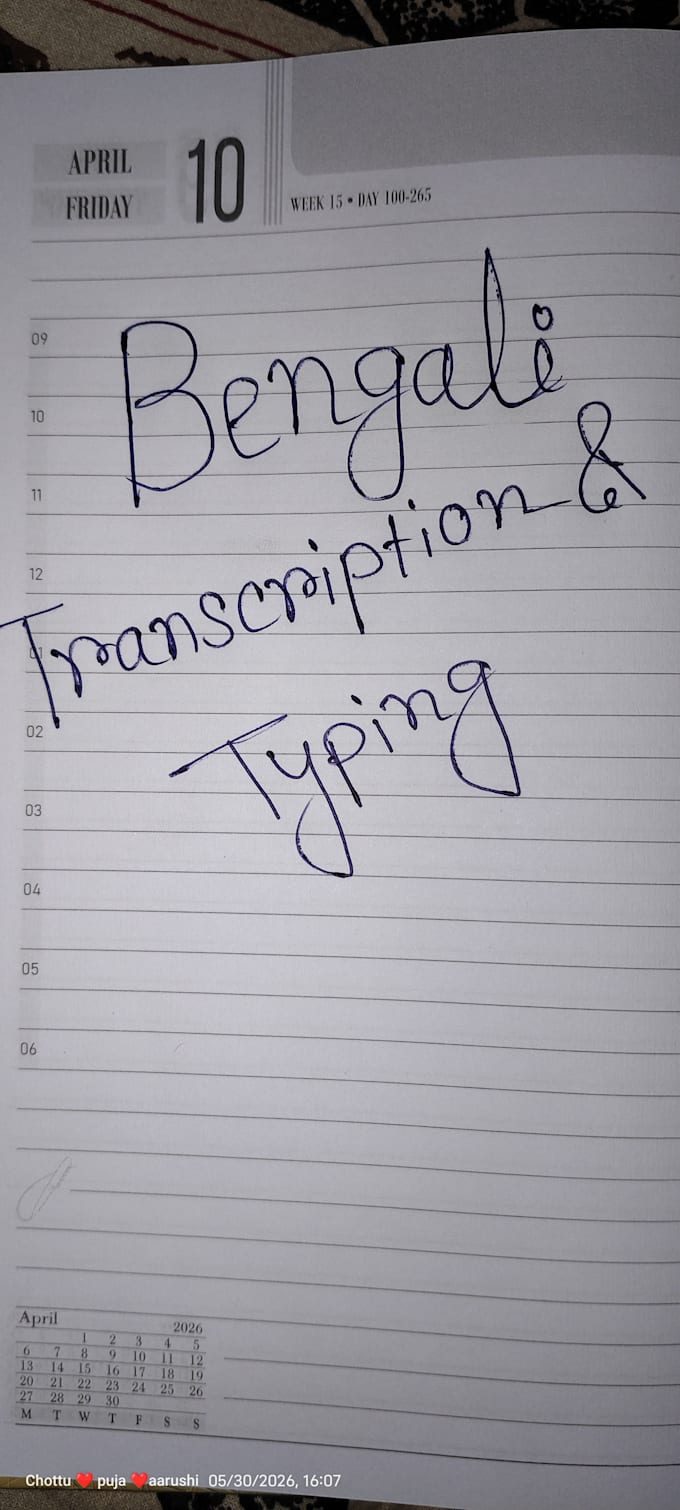 do professional bengali audio video transcription and typing
