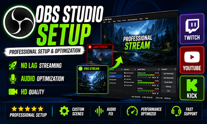 setup obs studio fix obs vmix streamlab studio twitch youtube kick channel setup