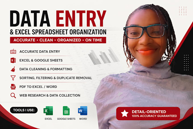 do accurate data entry, excel data cleaning, and formatting