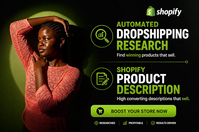 setup shopify store, products variants setup, product descriptions