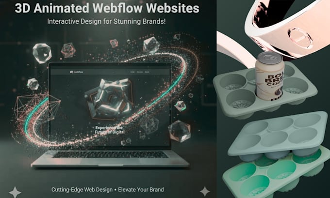 build 3d animated interactive webflow website, 3d web experience webgl, threejs
