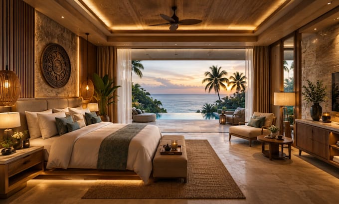 render luxury resort villa hotel spa interior visualization