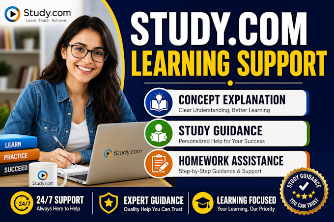 provide study com course guidance and learning support