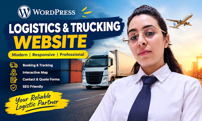 design trucking logistics dispatch wordpress website and logo
