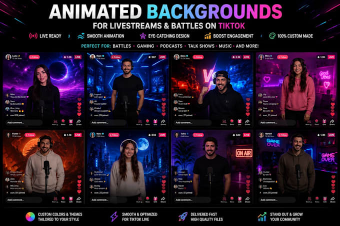 create custom animated backgrounds for tiktok live streams