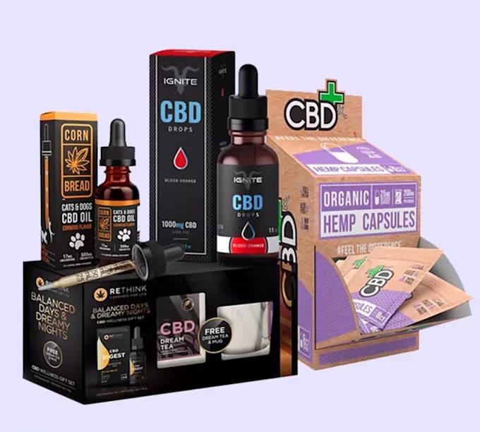 make custom cbd hemp product packaging boxe or label design