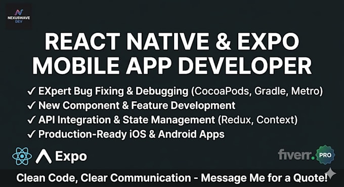 be you react native and expo mobile app developer or debug issues