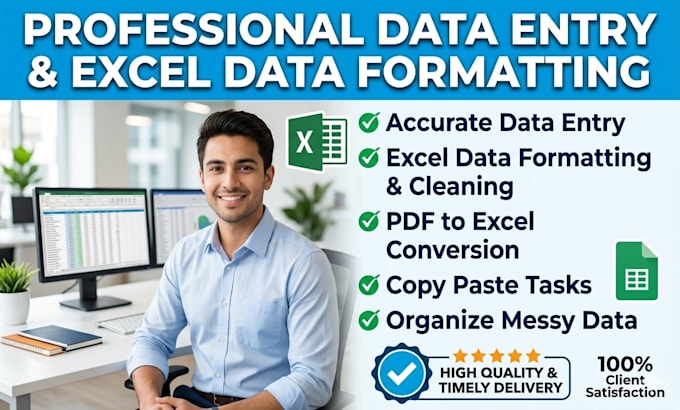 do professional data entry exel data formating and copy paste