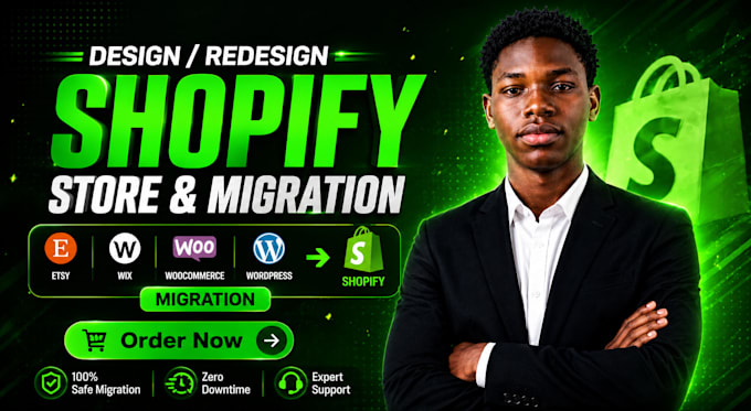 migrate etsy, wix, or wordpress to shopify store