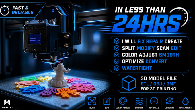 fix repair split modify convert your stl obj 3mf 3d model files for 3d printing