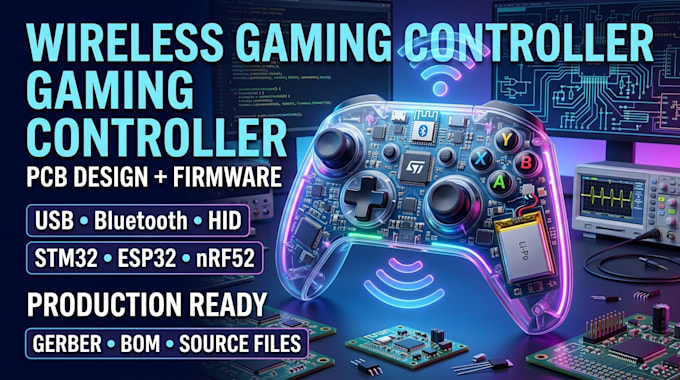 design wireless gaming controller pcb and embedded firmware