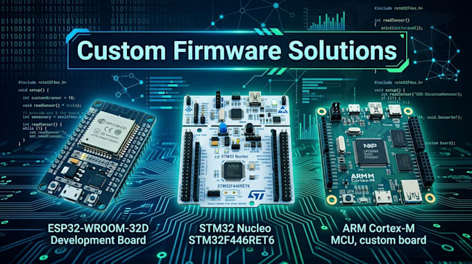 build custom esp32, stm32, and arm cortex firmware solutions