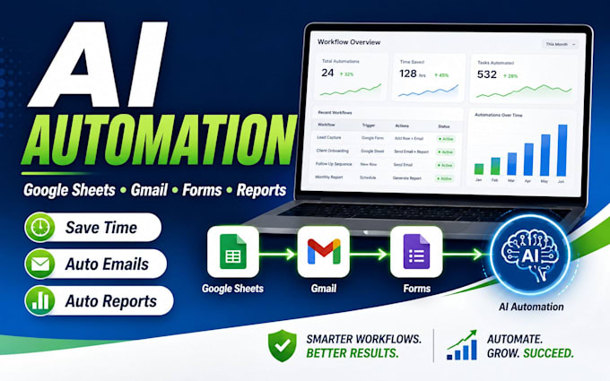automate google sheets, dmail, forms and reports with ai
