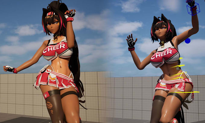 model and rig 3d anime vtuber, gmod avatar with full rigging and dynamic physics
