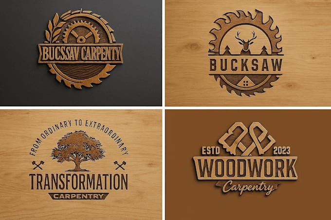 design carpentry woodwork and wood craft logo