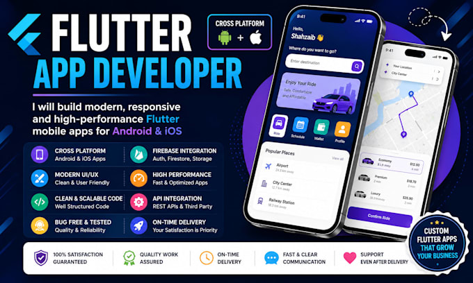 develop flutter mobile app with firebase integration