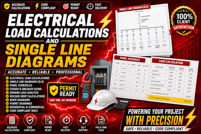 create electrical load calculations, single line diagrams