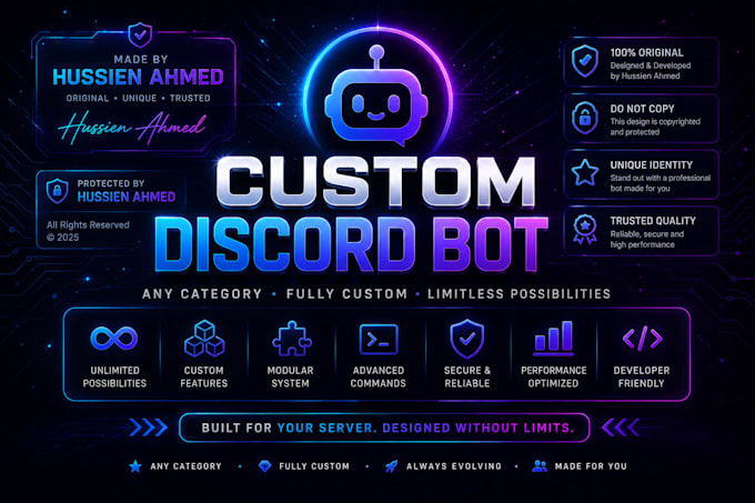 develop a professional custom discord bot for your server