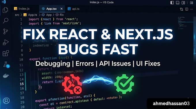 fix react next js and javascript bugs in your web application