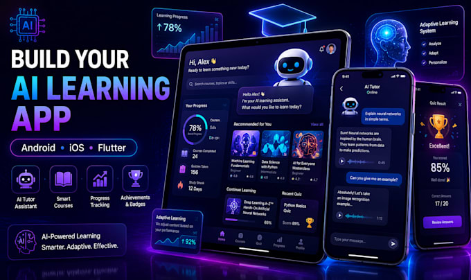 develop ai learning app using flutter for android and ios