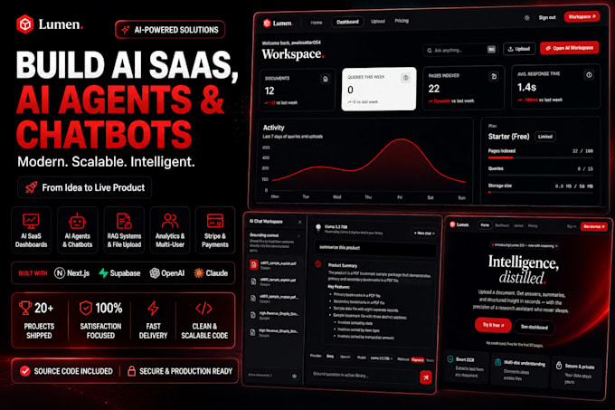 build ai saas, ai agent, chatbot and next js web app