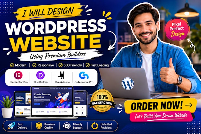 design wordpress website using divi elementor pro breakdance gutenverse pro