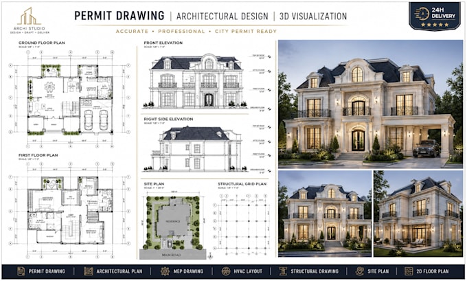 do permit drawing, structural drawing, mep, hvac drawing, autocad 2d floor plan